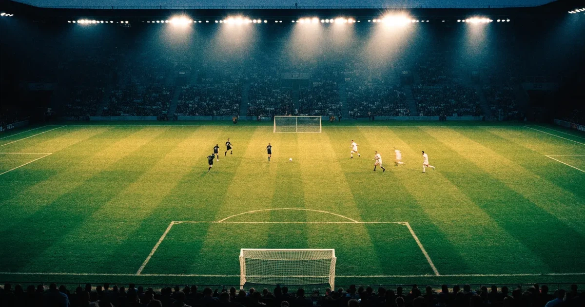 Um marcador eletrónico de um estádio com o resultado a meio da segunda parte, visto das bancadas